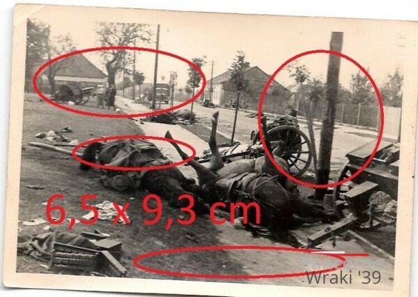 [Z.X0004] #15 Bzura Kampf Polen Marsch nach Warschau zerstorte Artillerie Wagen Geschutz 1939