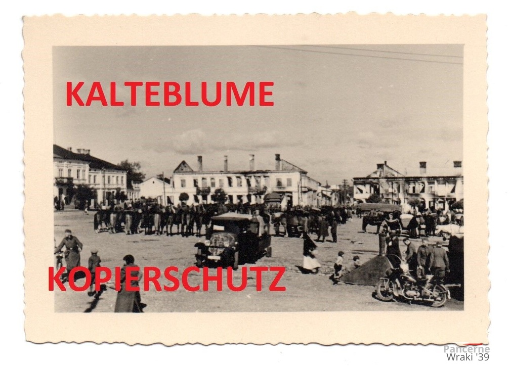 [Z.Inf.Rgt.102.001] Marktplatz in Warta bei Lodz , Polen Feldzug 1939, 2 WK Foto a