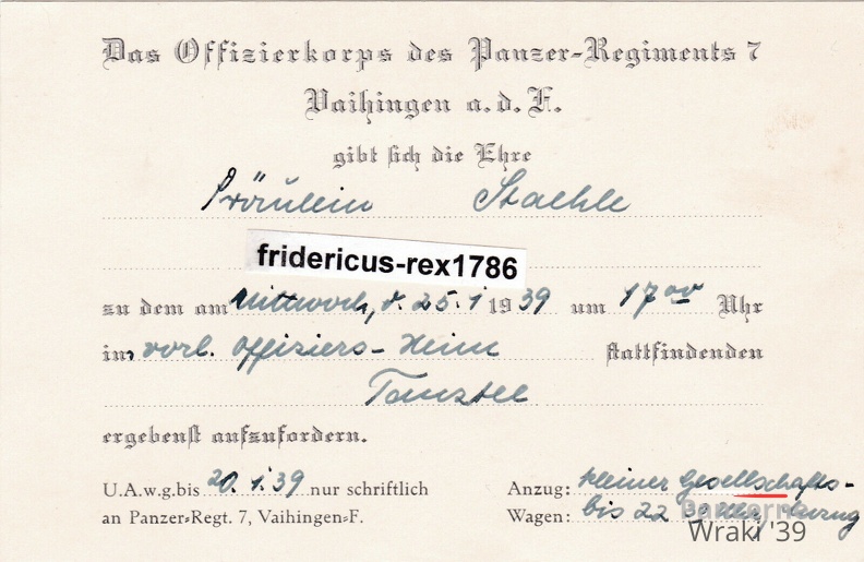 Brief Einladung vom Offizierkorps des Panzer-Regiments 7 Pz.-Rgt. 7 Tank 1939 aw.jpg