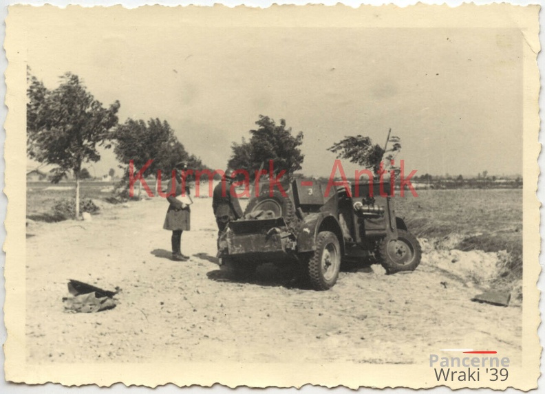 [Z.Aufkl.Abt.17.001] C936 Foto Wehrmacht Polen Panzer A.A.17 Spähwagen KFZ13 Name Jaguar auf Mine gef