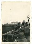 [Z.Arm.San.Pk.001] Orig. Foto Offiziere in polnisches Flugzeug Wrack in Polen 1939