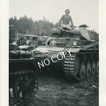 [Z.Pz.Rgt.08.007] #021 Foto WK2 Panzer Zug Vormarsch, Elbing - hübsche junge Dame auf Panzer D1.1.1
