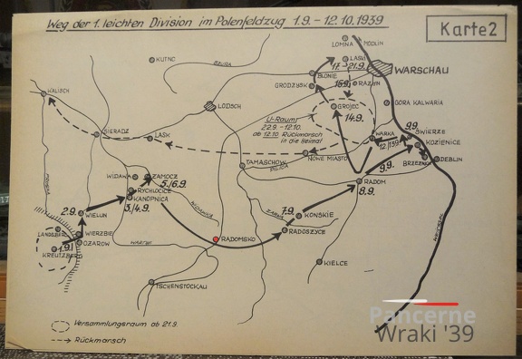 Marschweg der 1.le.Div ( 1. leichte Division ) im Feldzug Polen 1939