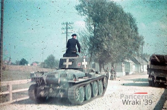 [Z.Art.Rgt.50.001] Color Farb Dia 18.9.39 Polenfeldzug Panzer 38t Tschechiche Beute Tank in Garbow