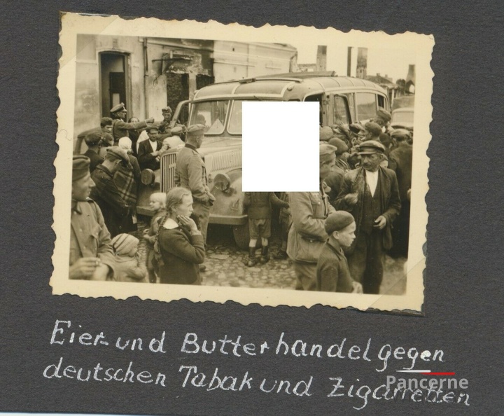 [Z.BA.22.002] Polen Feldzug deutsche Truppen Bus Marktplatz Żyrardów Tausch Butter Zigaretten