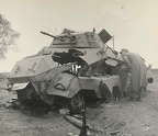 PSW [#550] s.Pz.Sp.Wg (FU) Sd.Kfz.232 (8 Rad), II./Aufkl.Rgt.(mot.).9, WH-75382, Ujazdy (Wesoła)/Kąkolówka, dziura lewy przód