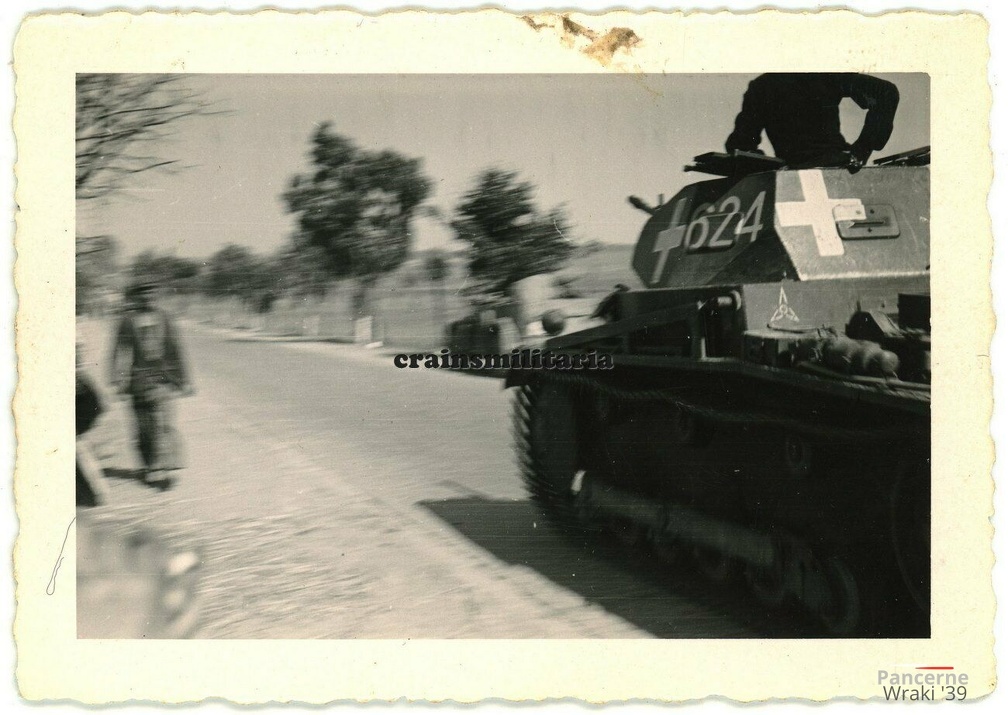 [Pz.Kpfw.II Ausf.b] Pz.Rgt.36, #624 (001){a} Foto Vormarsch Panzer Tank m. Wappen und Kennung in Polen 1939