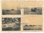 [Z.X0092] 4 Fotos Wehrmacht Polen Feldzug 1939 Panzer Angriff Pferde Kadaver Bus Wrack ...