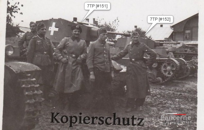 [7TP][#152]{422}{z} 1.BCzL, przejęty przez Panzer Regiment 3, okolice Tomaszowa Lubelskiego, żaluzje i rozbity tłumik, weiße Balkenkreuz.jpg