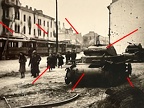 [Z.Inf.Rgt.012.001] Foto Polen, ausgebrannter deutscher Panzer in Warschau, Straßenbahn, MEGA SELTEN bw