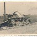 [Z.Lg.Nachr.Rgt.8.001] Foto Panzer IV Kampfwagen Wrack der Wehrmacht am Straßenrand in Polen 1939